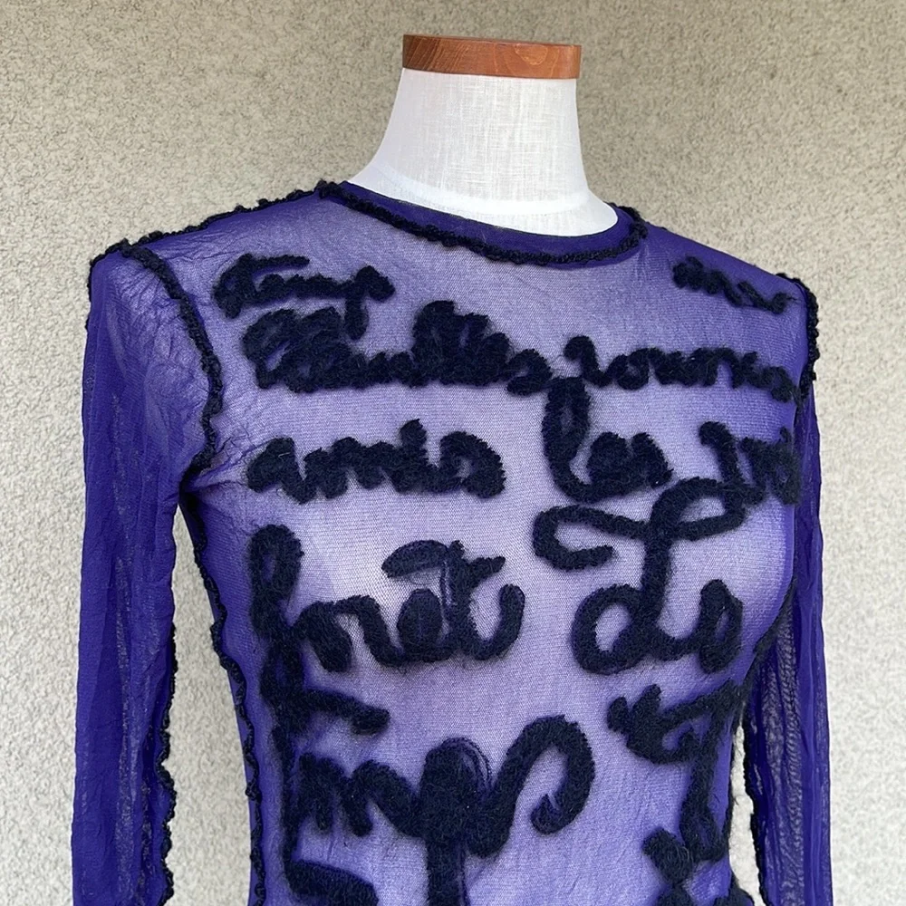 Jean Paul Gaultier F/W 2001 mesh script top - Picture 2 of 5
